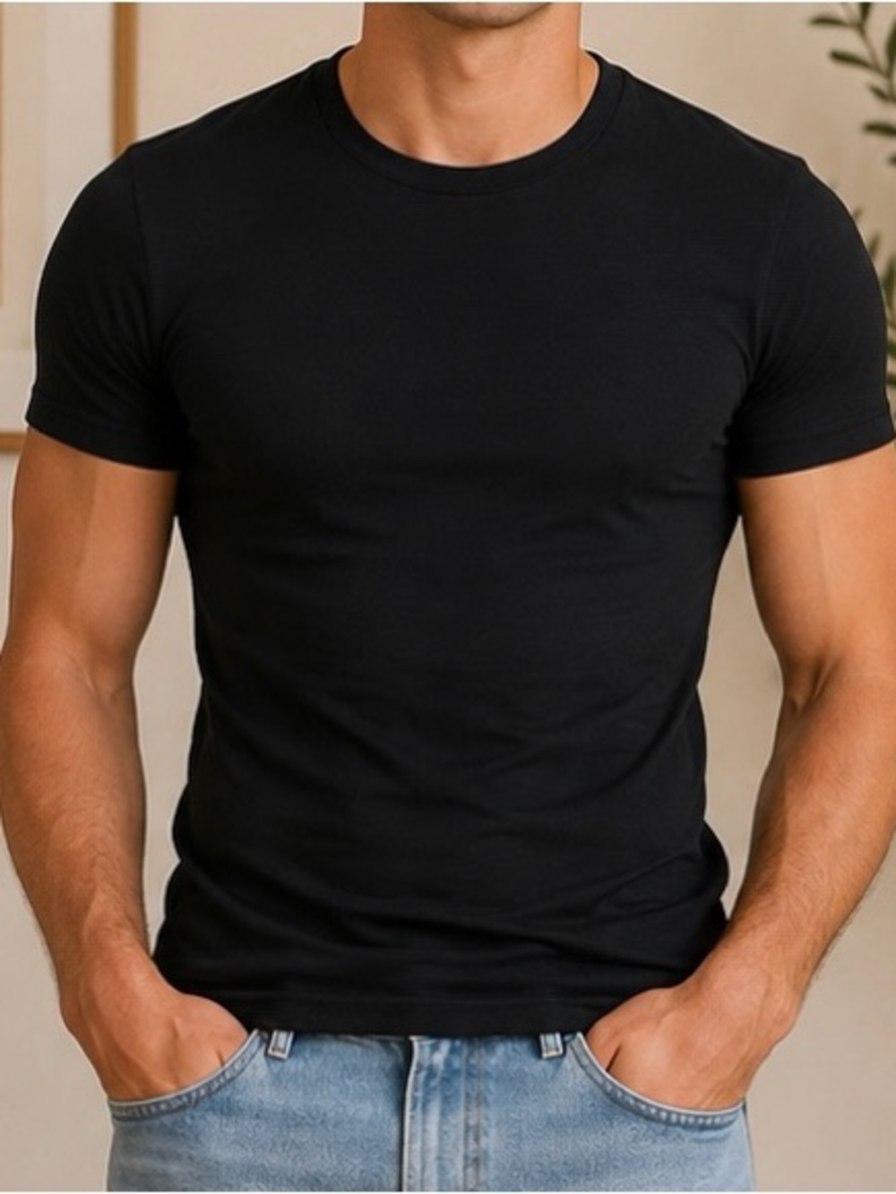 French Connection Black Short Sleeve Crew Neck Tee